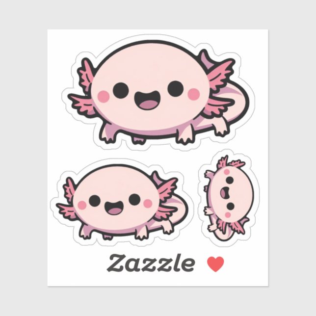 Sticker Cute Chibi Axolotl (Feuille)