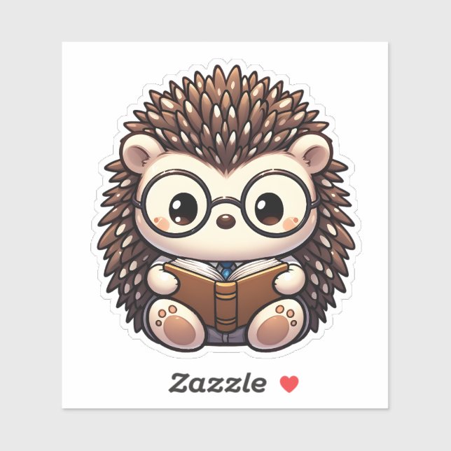 Sticker Cute Chibi Lecture Hedgehog (Feuille)