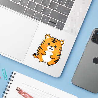 Sticker Cute Chubby Tiger Cartoon
