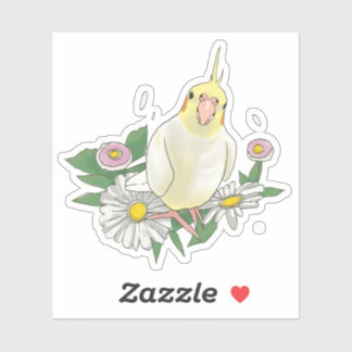 Sticker Cute Cockatiel Floral