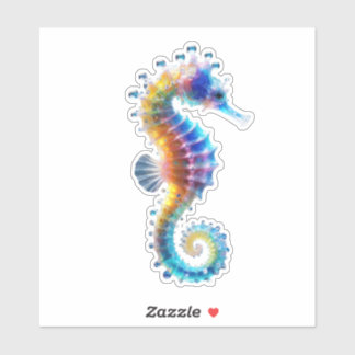 Sticker Cute Colorful Seahorses