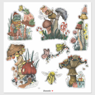 Sticker Cute Cottagecore Noël Champagne Grenouille Esthéti