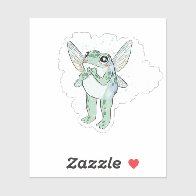 Sticker Cute Cottagecore Winged Froggy Design (Feuille)