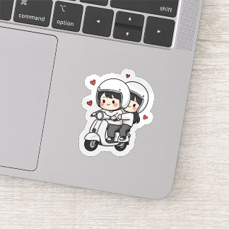Sticker Cute Couple Scooter Trip | Romantic Travel Love 