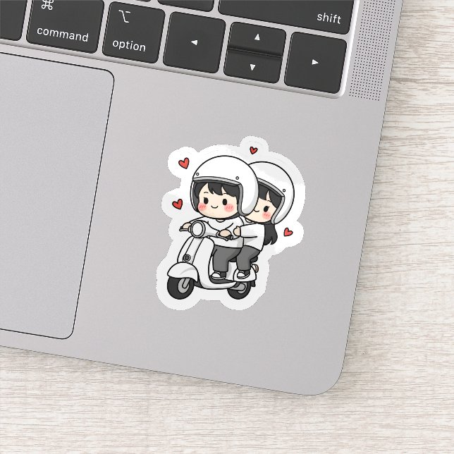 Sticker Cute Couple Scooter Trip | Romantic Travel Love  (Détail)