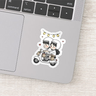 Sticker Cute Couple Scooter Trip | Romantic Travel Love 