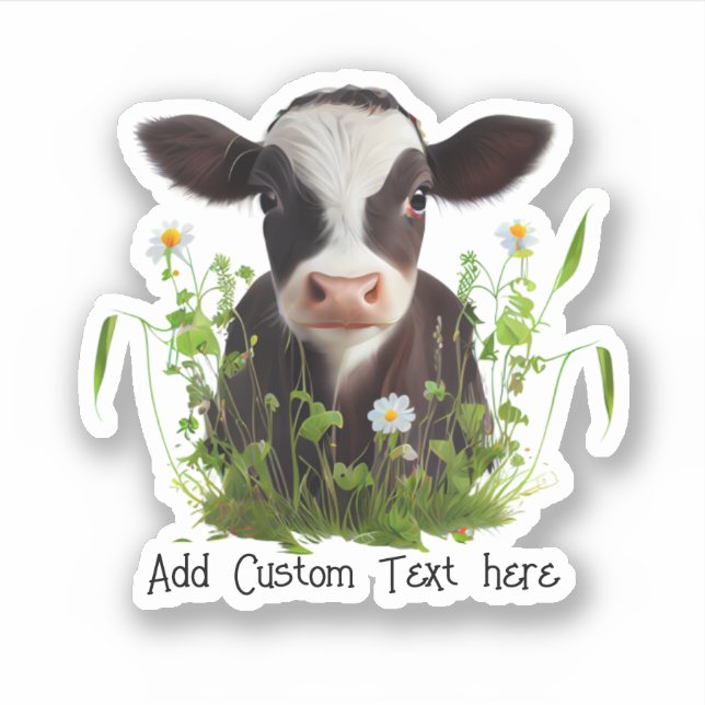 Sticker Cute Cow Farm Grange Personnalisée Coupe Vinyl (Devant)