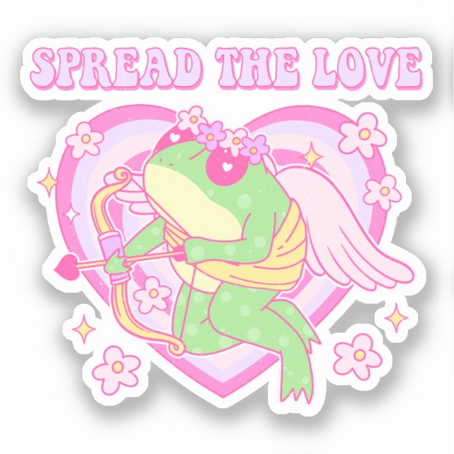 Sticker Cute Cupid Frog - Étaler l'amour (Recto)