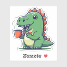 Cute Dinosaur tenant une coupe de café
