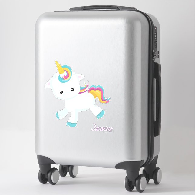 Sticker Cute et licorne magique (Sur valise)