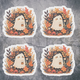 Sticker Cute Fantôme Automne Floral Halloween Design Accen