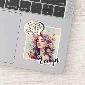 Sticker Cute Floral Pop Art ‘Make Your Dreams Into Plans’