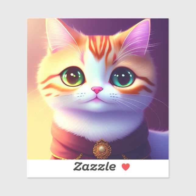 Sticker Cute fluffy cat (Feuille)