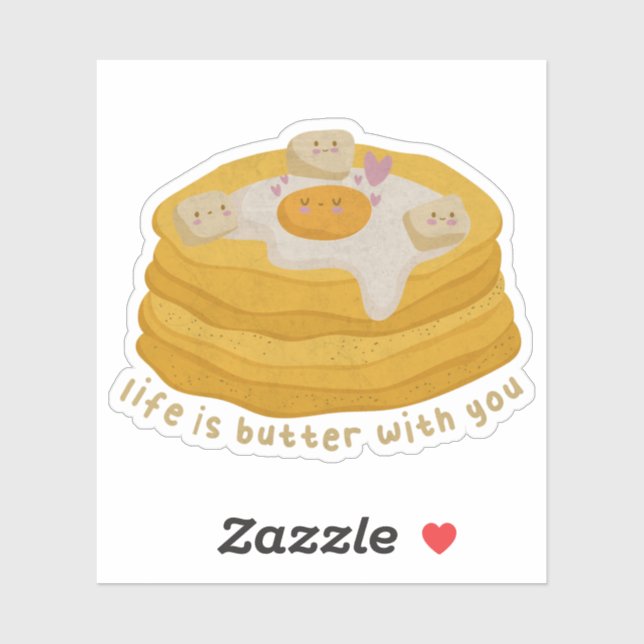 Sticker Cute Food Pun : La vie est le beurre avec toi (Feuille)