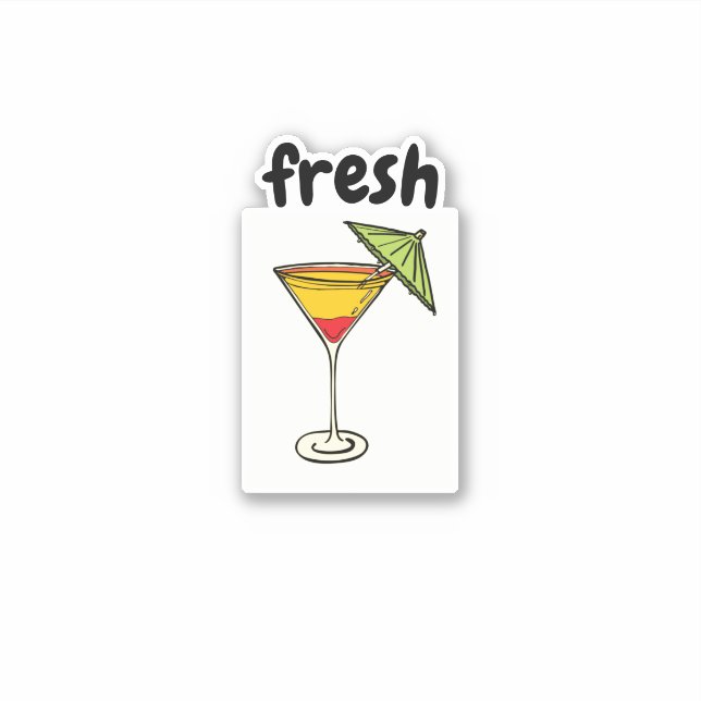 Sticker Cute Fresh Design Verre Cocktail Amateurs Jaunes (Devant)