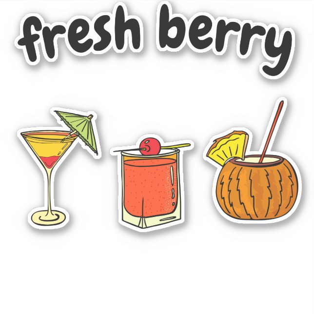 Sticker Cute Fresh Stylish Verre Cocktail Berry Amateurs (Devant)