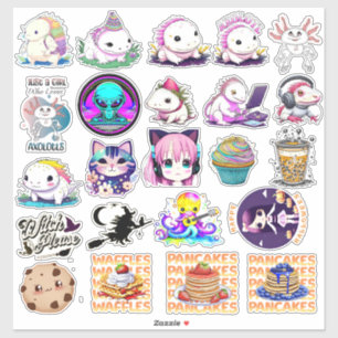 Sticker Cute Funny Crafting Axolotl, Kawaii