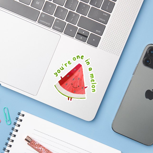 Sticker Cute Funny One in a Melon Watermelon Pun  (Ordinateur portable avec iPhone)