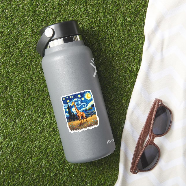 Sticker Cute Giraffe Africa - Starry Night T-Shirt (HydroFlask Insitu)