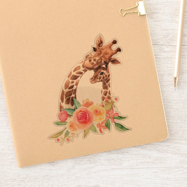 Sticker Cute Giraffe Aquarelle Maman & Bébé (Carnet)