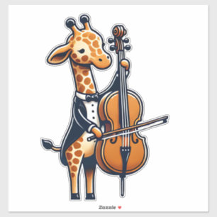 Sticker Cute Giraffe Jouer Cello Giraffes Musicien Musique