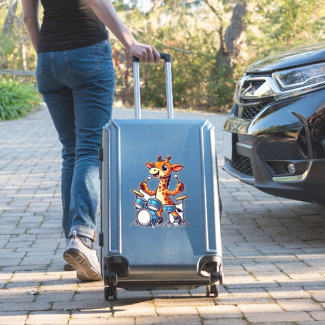 Sticker Cute Giraffe Jouer Drums Giraffes Drummer Musique (Valise Insitu)