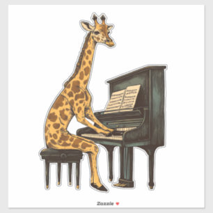 Sticker Cute Giraffe Jouer Piano Giraffes Musicien Musique