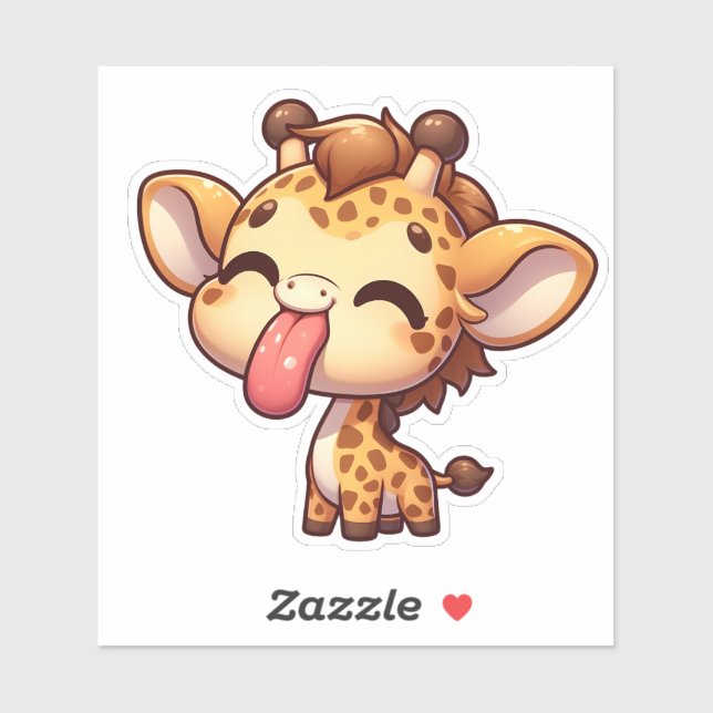 Sticker Cute Giraffe Sticking sa langue (Feuille)