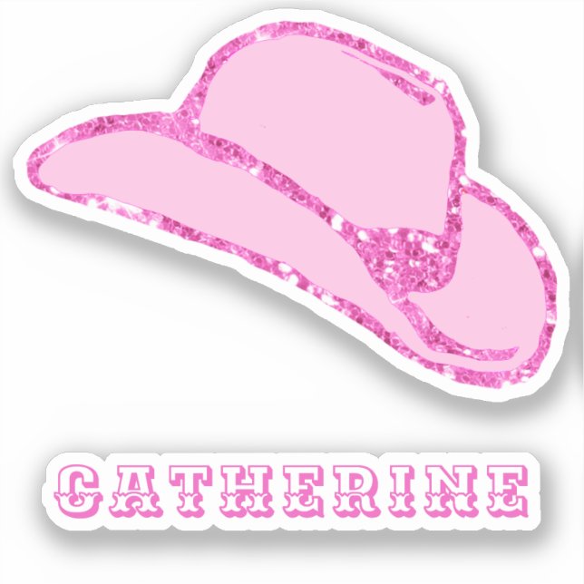 Sticker Cute Girly rose Parties scintillant Cowgirl Casque (Recto)