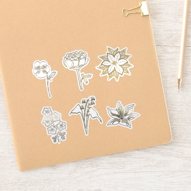Sticker Cute Gold Abstract Flowers Part2 (Carnet)