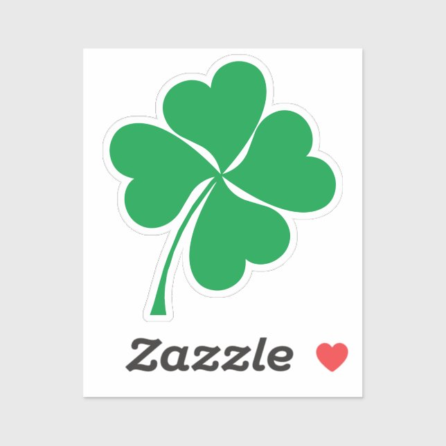 Sticker Cute Green Lucky 4 coeur feuille Clover shamrock (Feuille)