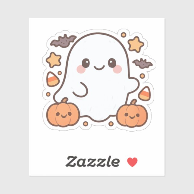 Sticker Cute Halloween Ghost Clipart, Fun et mignon Éffray (Feuille)
