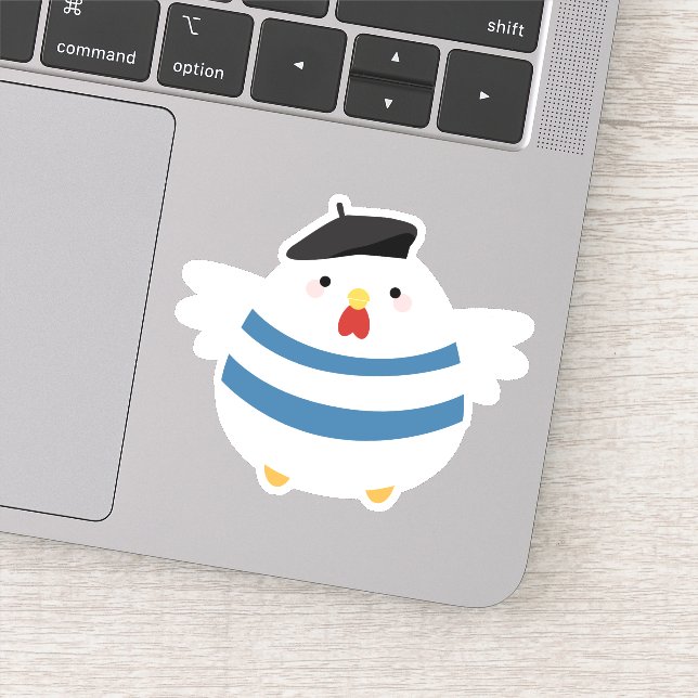 Sticker Cute Hen Français avec Beret (Détail)