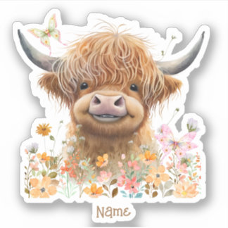 Sticker Cute Highland Cow Personnalisé