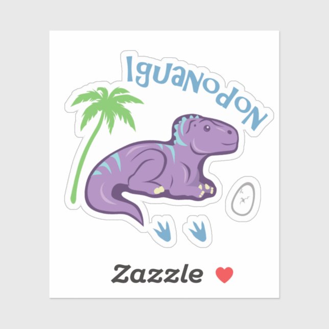 Sticker Cute Iguanodon (Feuille)