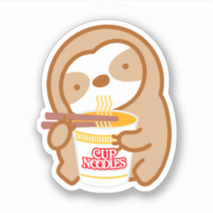 Sticker Cute Instant Ramen Noodé Soupe Sloth