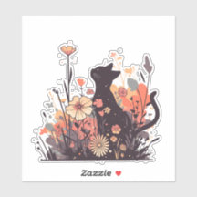 Cute Kawaii Chat dans le champ plein de fleurs