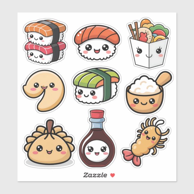 Sticker Cute Kawaii Chinese Food (Feuille)