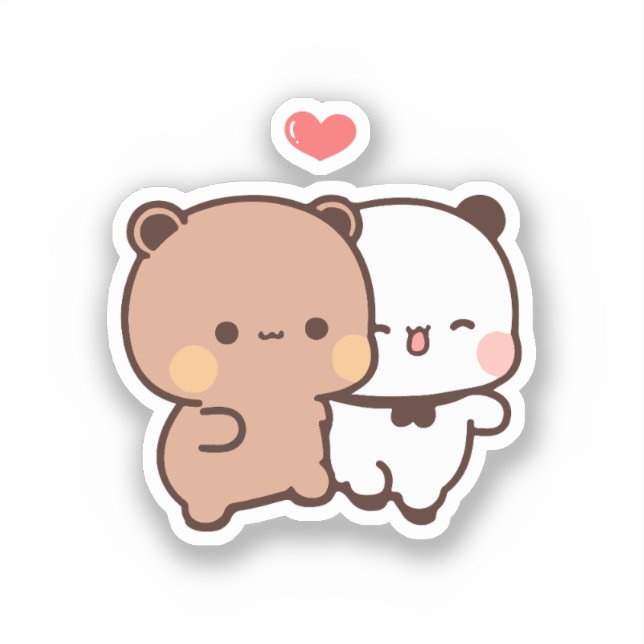 Sticker Cute Kawaii Chubby Mochi Panda ours (Recto)