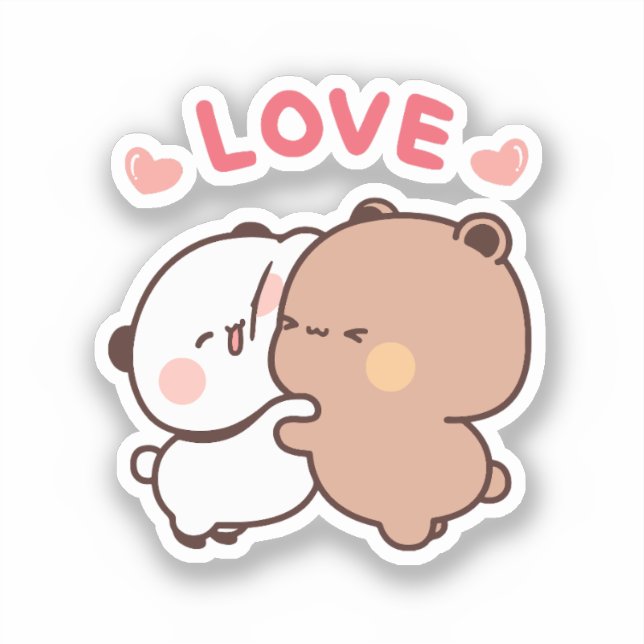 Sticker Cute Kawaii Chubby Mochi Panda ours (Recto)