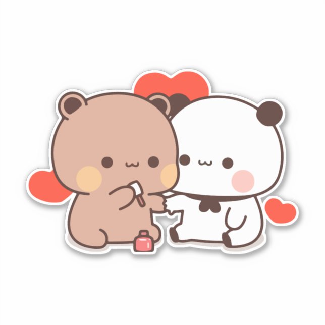 Sticker Cute Kawaii Chubby Mochi Panda ours (Devant)