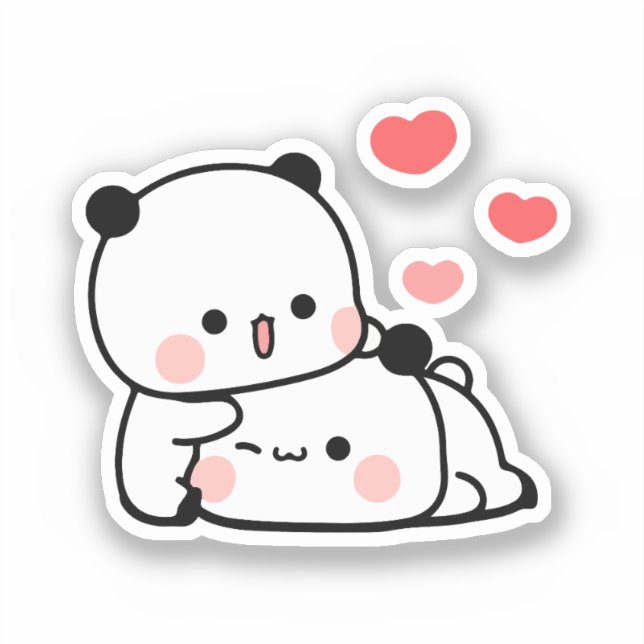 Sticker Cute Kawaii Chubby Mochi Panda ours (Recto)
