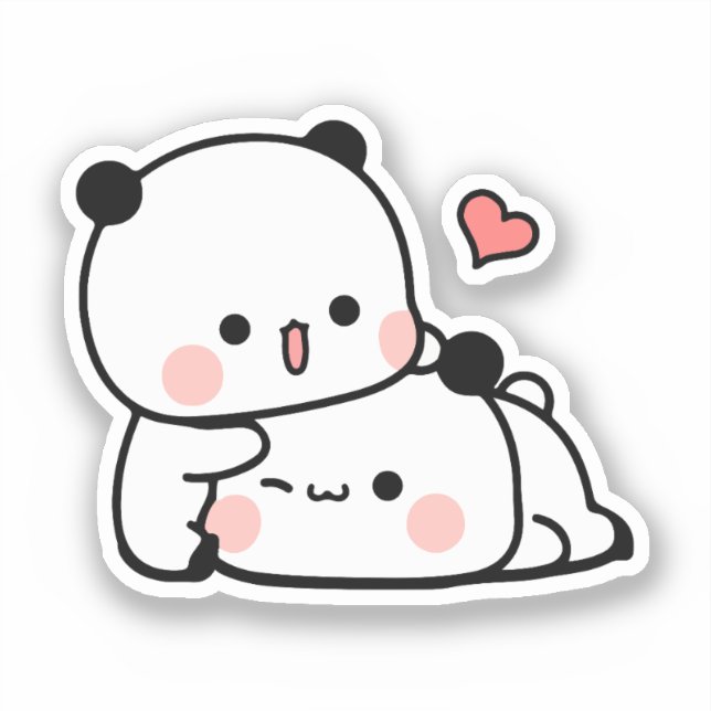 Sticker Cute Kawaii Chubby Mochi Panda ours (Recto)