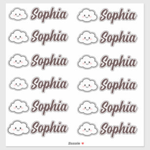 Sticker Cute Kawaii Cloud Nom personnalisé