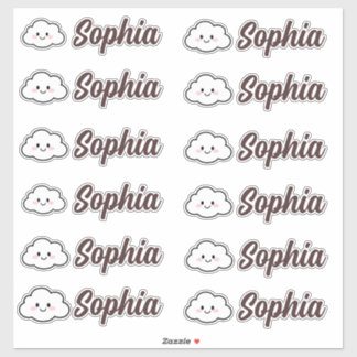 Sticker Cute Kawaii Cloud Nom personnalisé