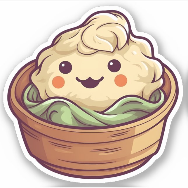 Sticker Cute Kawaii Dim Sum Chinois Dumpling (Devant)