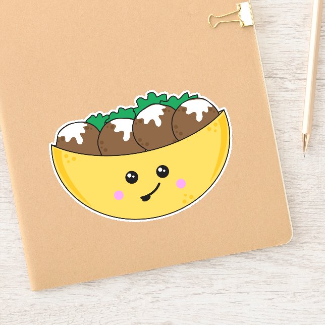 Sticker Cute Kawaii Falafel végétarien à Pitta Pain Food (Carnet)