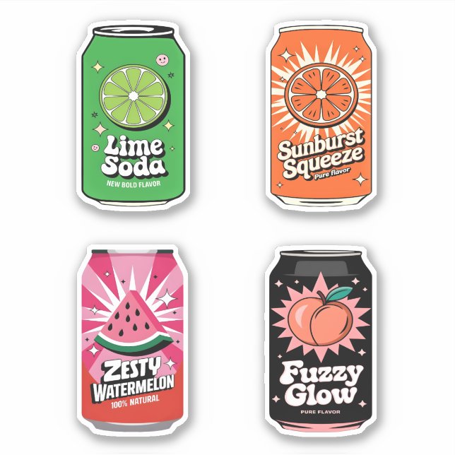 Sticker Cute Kawaii Fun Jus De Fruits Boire Mini Ensemble  (Devant)