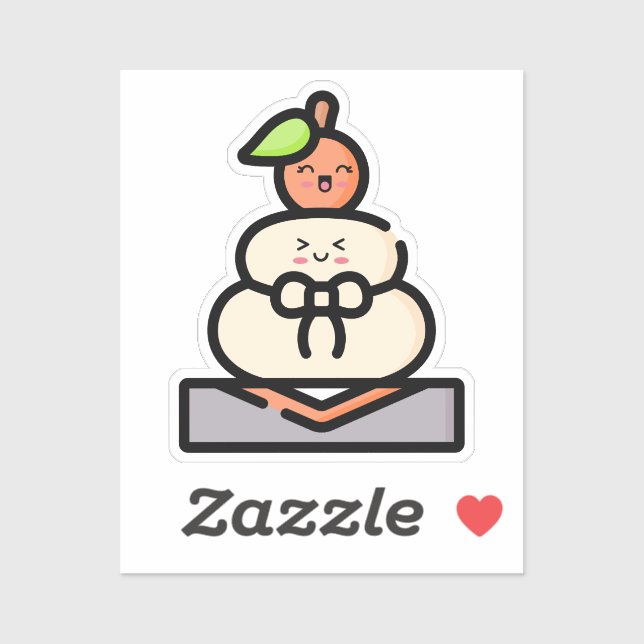Sticker Cute Kawaii Kagami Mochi (Feuille)