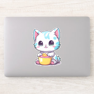 Sticker Cute Kawaii Kitty Face   Emblème de chat doux